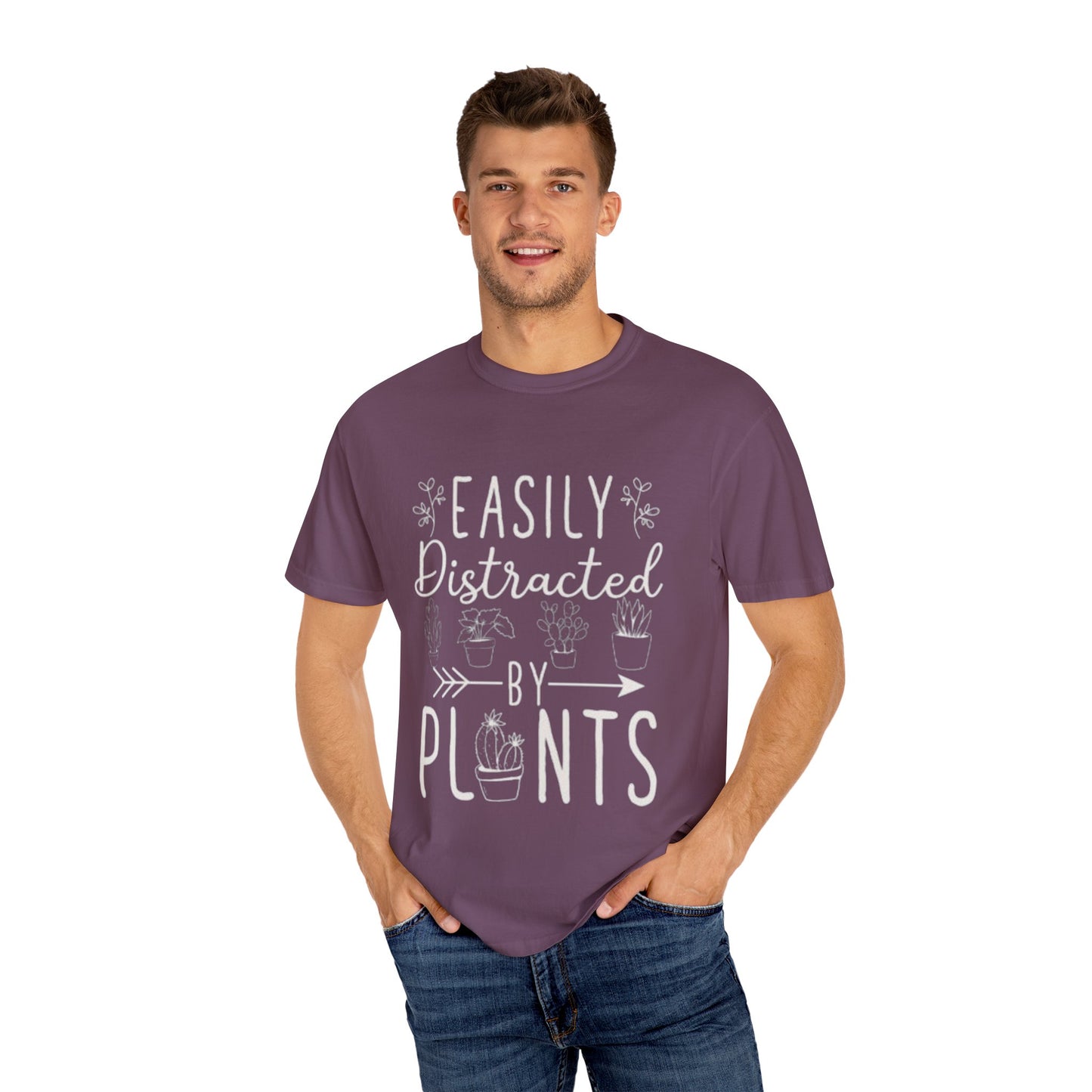Easily Distracted by Plants Unisex Garment-Dyed T-Shirt - Perfect for Plant Lovers