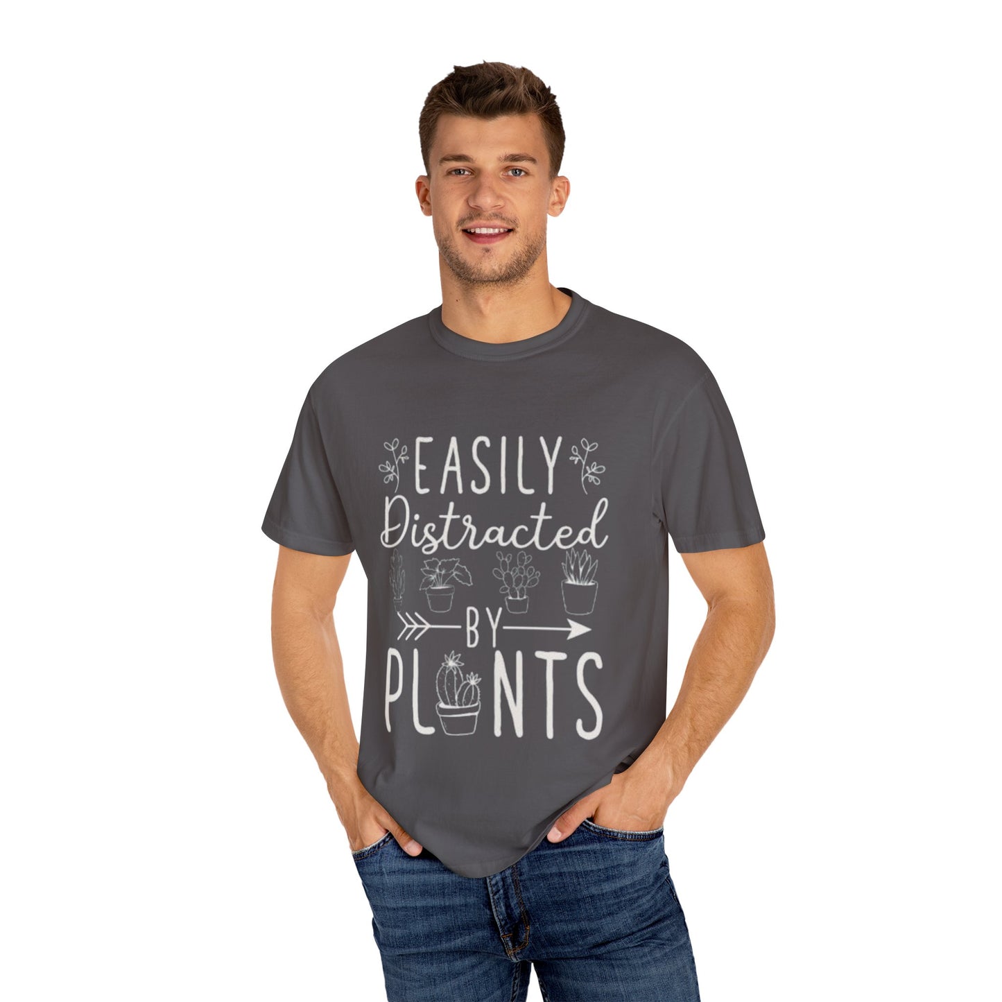 Easily Distracted by Plants Unisex Garment-Dyed T-Shirt - Perfect for Plant Lovers