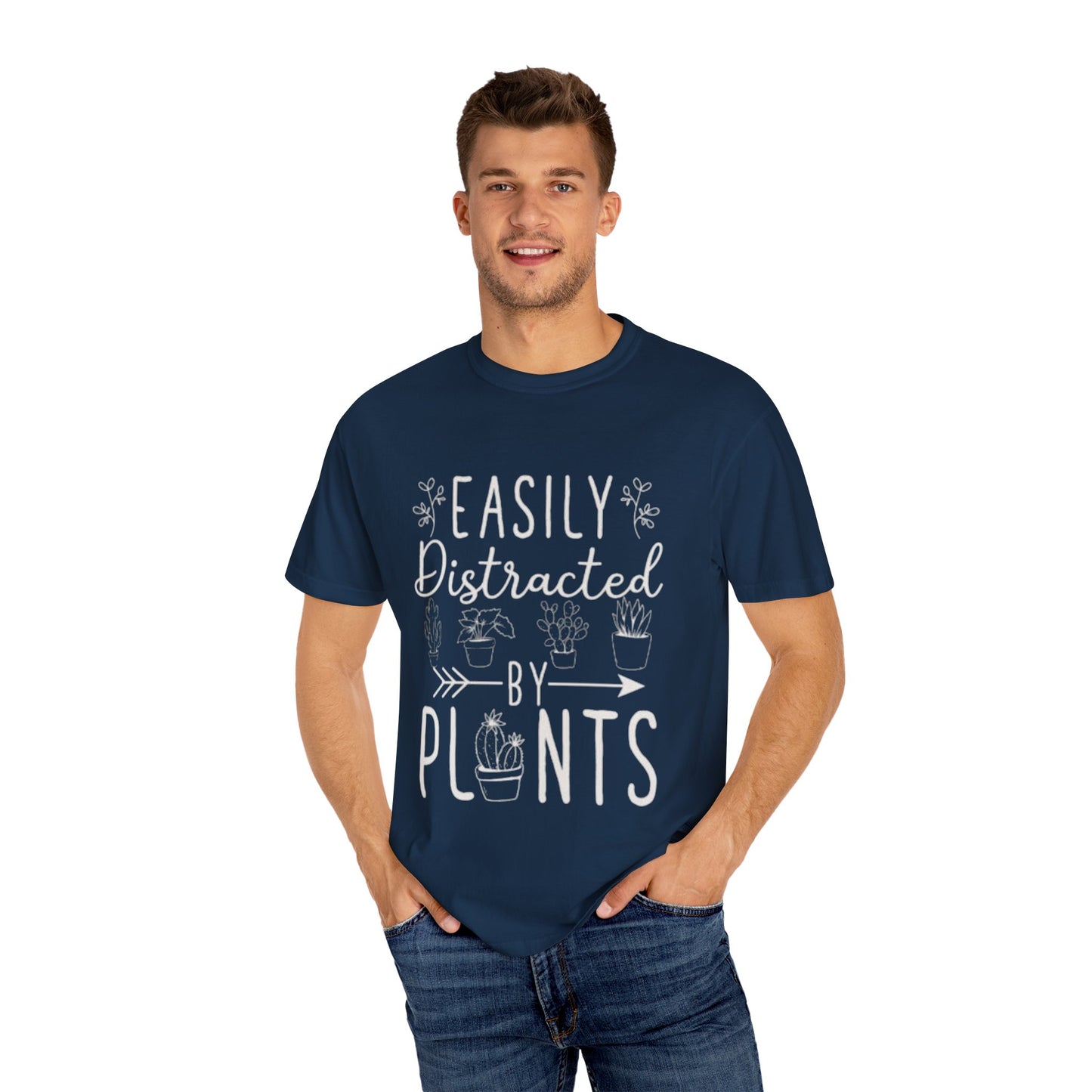 Easily Distracted by Plants Unisex Garment-Dyed T-Shirt - Perfect for Plant Lovers